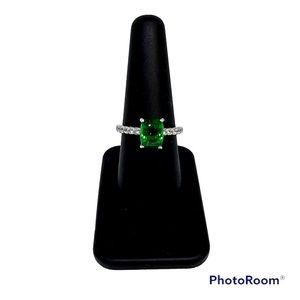 Diamonique Clear or Color Elongated Cushion Ring Platinum Clad